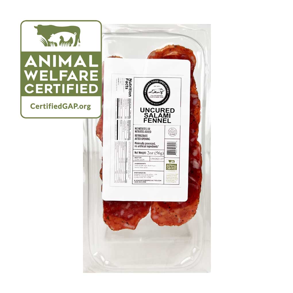 Niagara Food Specialties Super Premium Uncured Fennel Salami Sliced 1