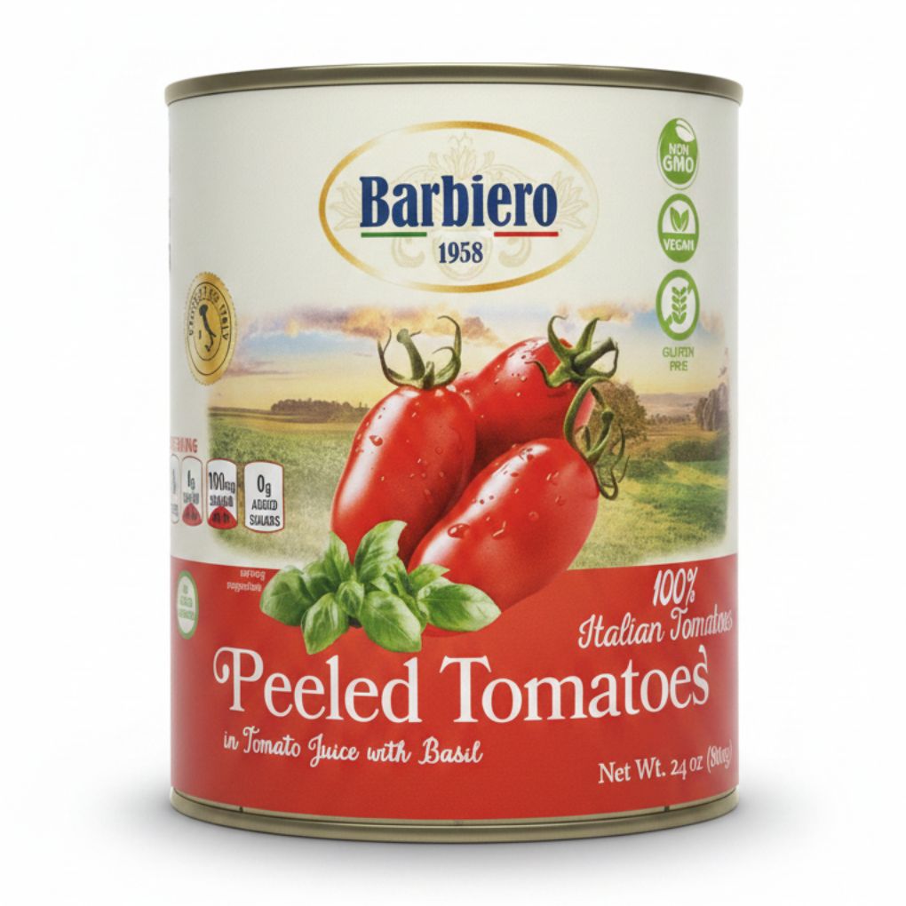 Barbiero Peeled Tomatoes in Tomato Juice with Basil 1