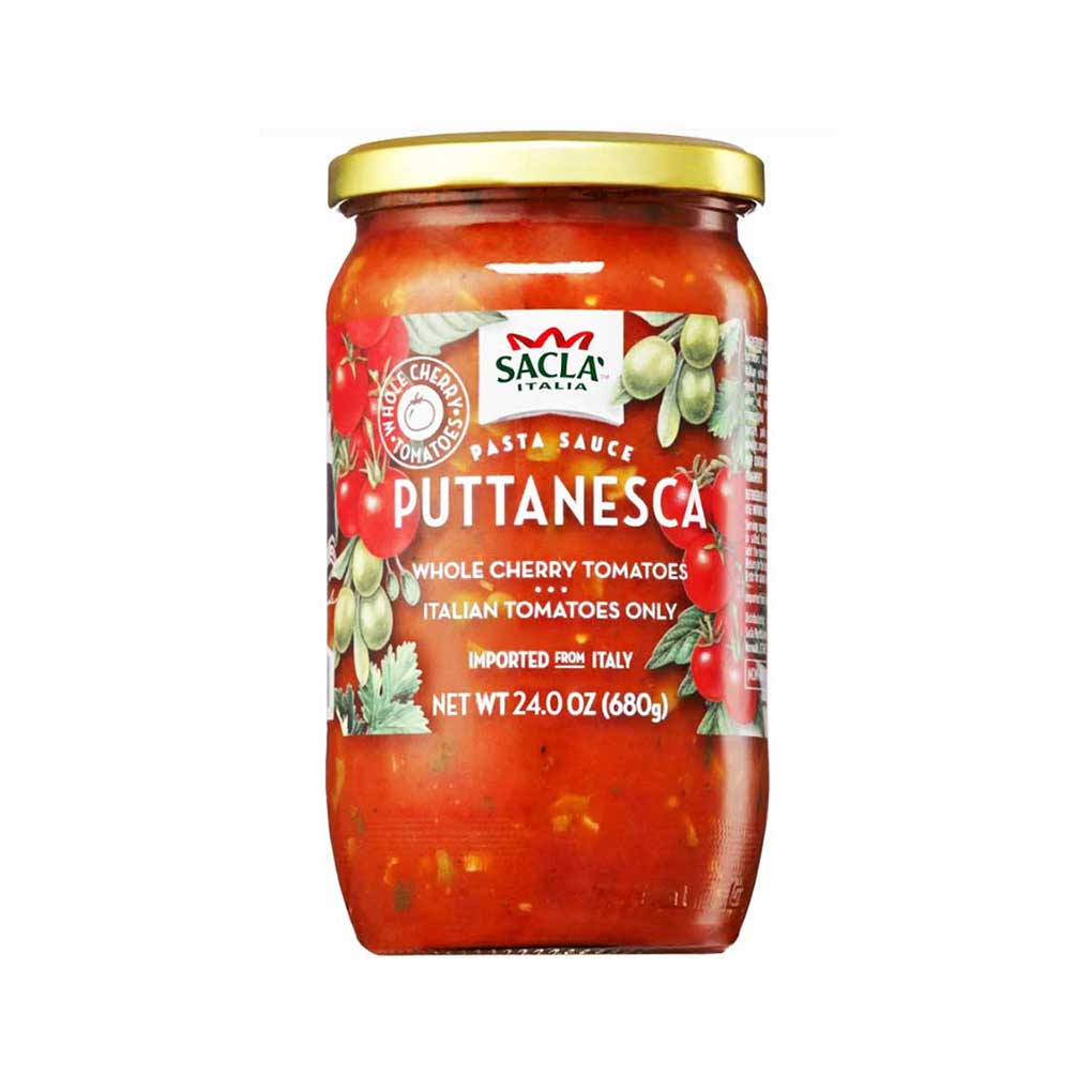 Sacla Italian Whole Cherry Tomato and Olive Puttanesca Sauce 1
