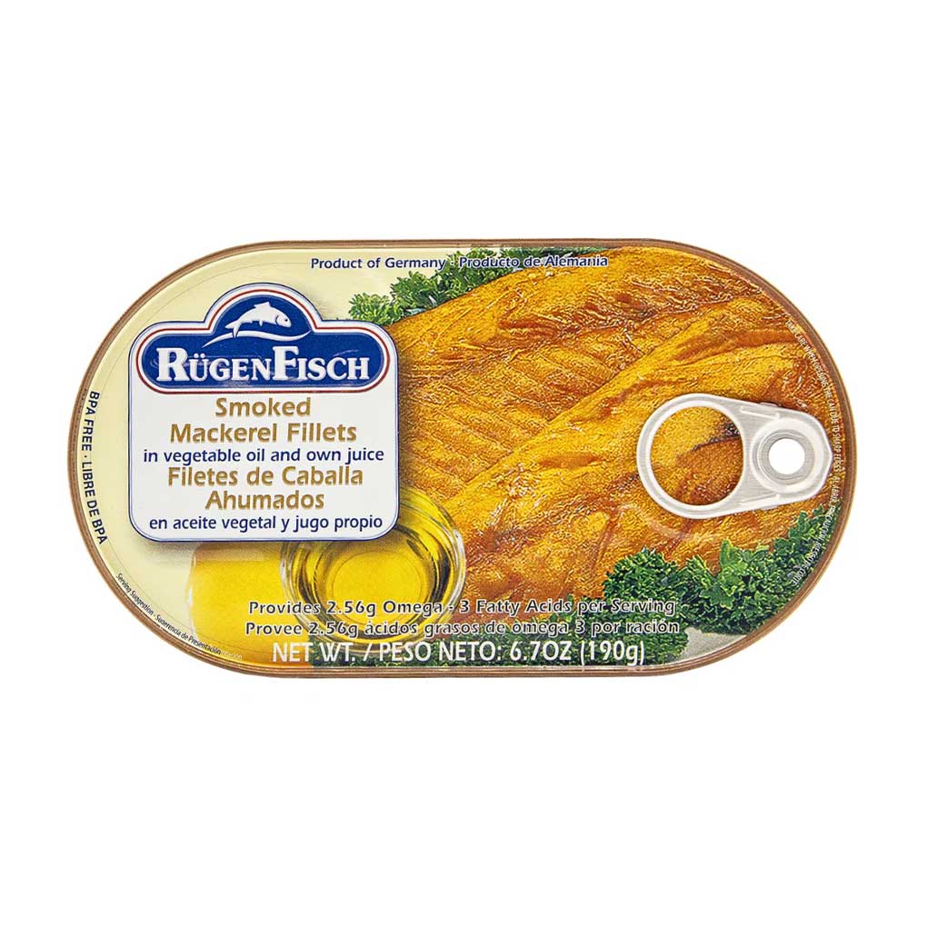Rugen Fisch Smoked Mackerel Fillets in Vegetable Oil 1