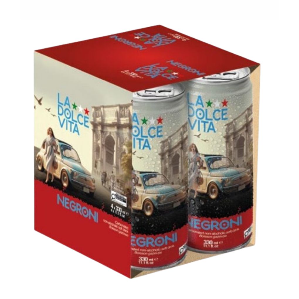 La Dolce Vita Italian Non-Alcoholic Negroni Soda, 4-Pack Cans 1