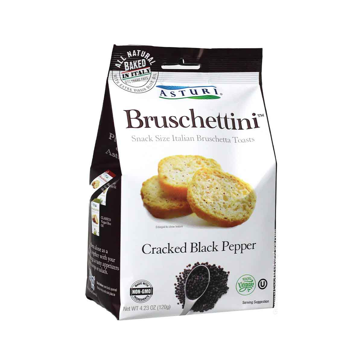 Asturi Cracked Black Pepper Bruschettini, Vegan 1