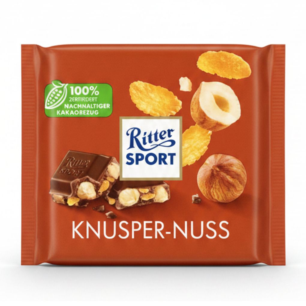 Ritter Sport Milk Chocolate with Whole Hazelnuts & Corn Flakes 1