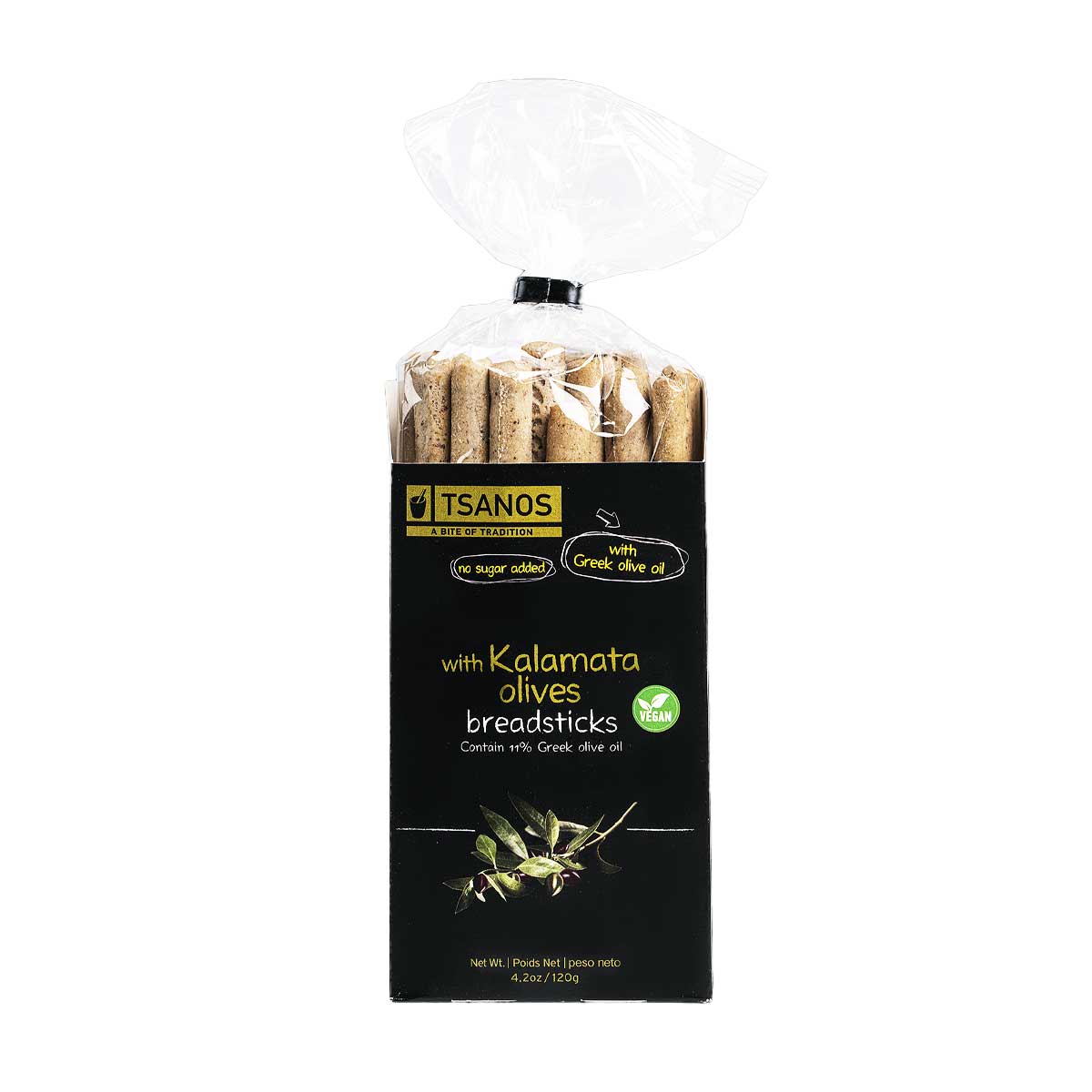 Tsanos EVOO Kalamata Breadsticks, No Sugar Added & Vegan 1