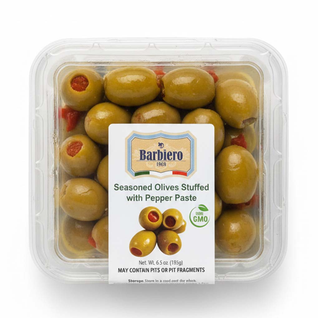 Barbiero Seasoned Olives Stuffed with Pepper Paste 1