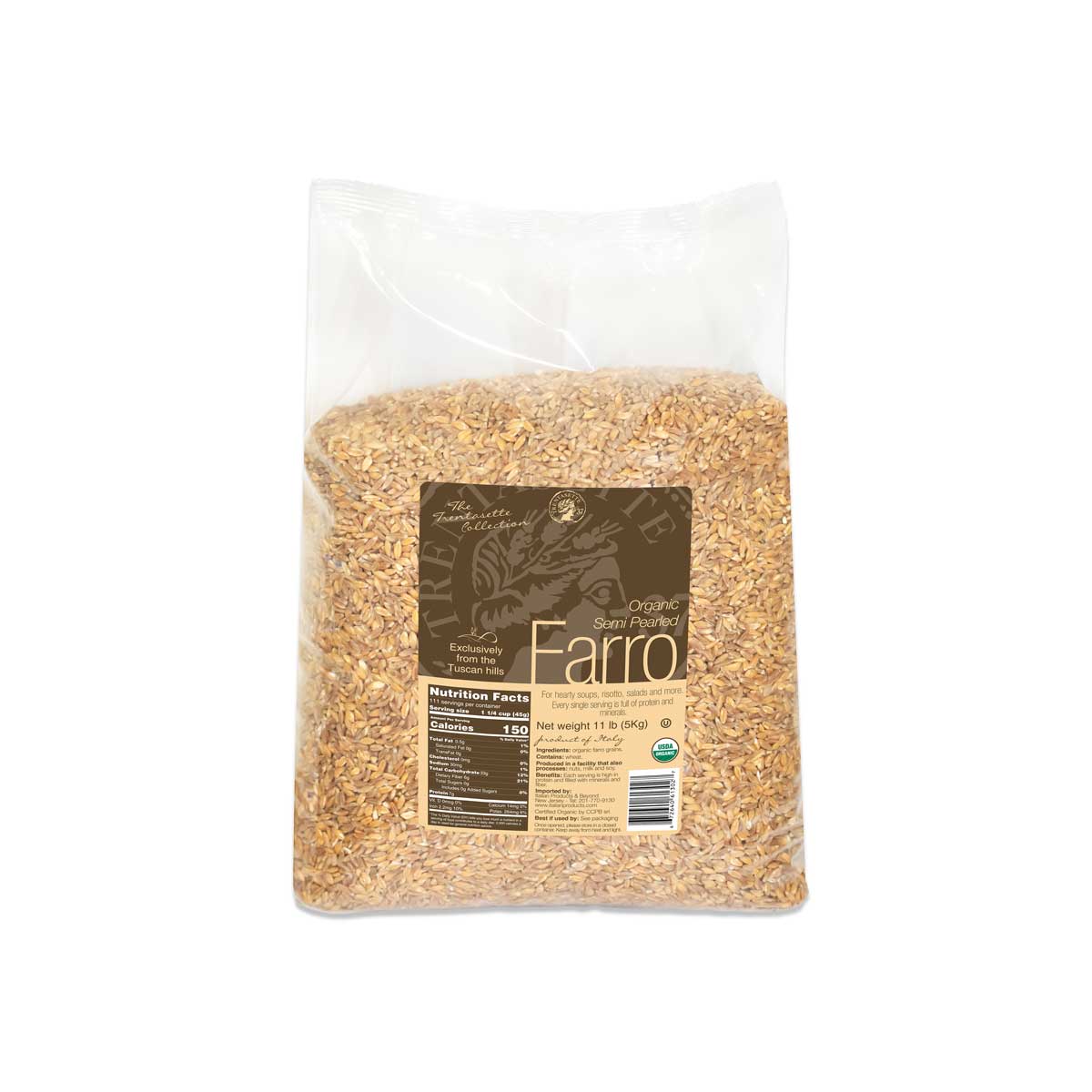 Trentasette Organic Semi Pearled Farro from Tuscany, Bulk 1