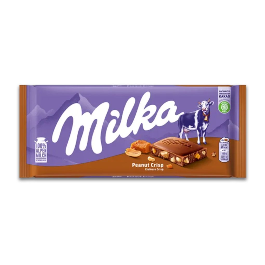 Milka Peanut Crispy Caramel Chocolate Bar 1