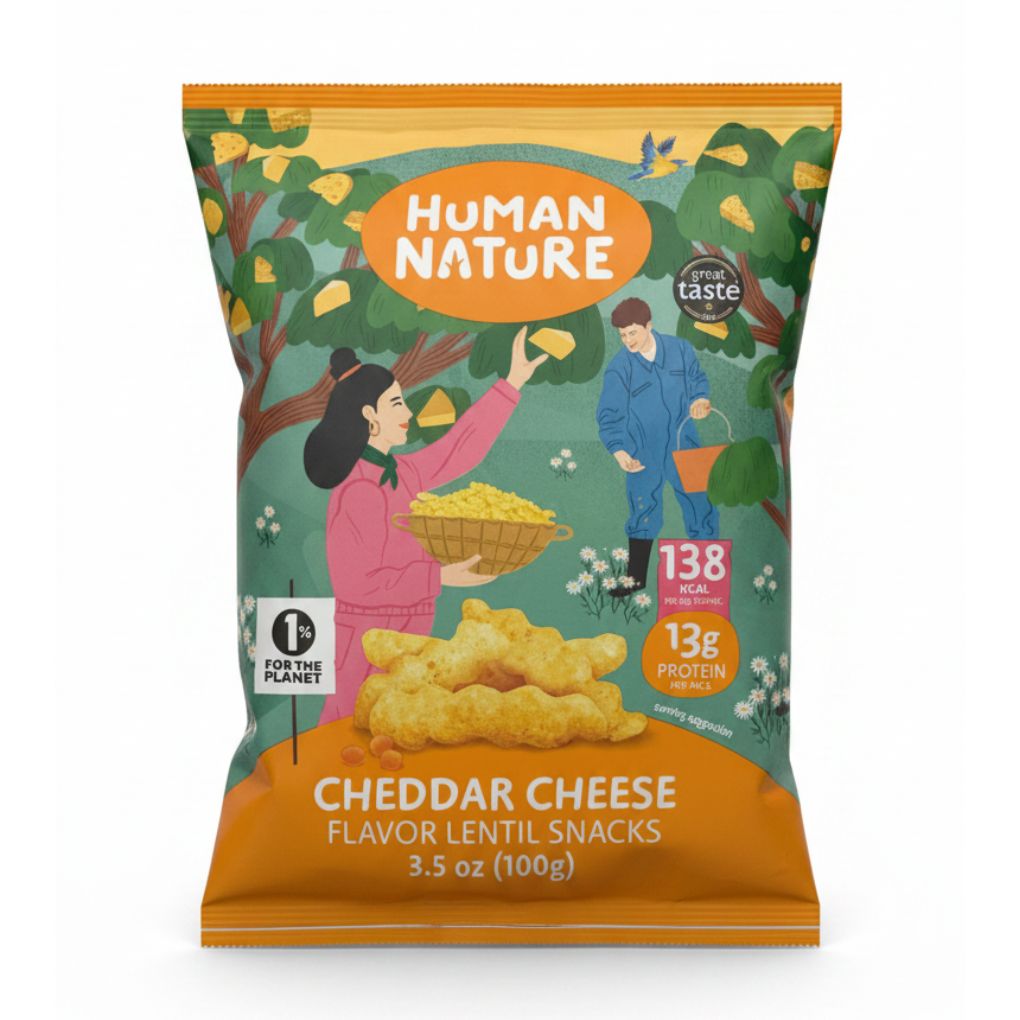 Human Nature Cheddar Cheese Lentil Snacks 1