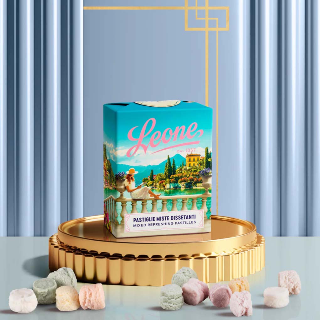 Leone Counter Display, "Tour of Italy" Assorted Fruit Pastilles 3