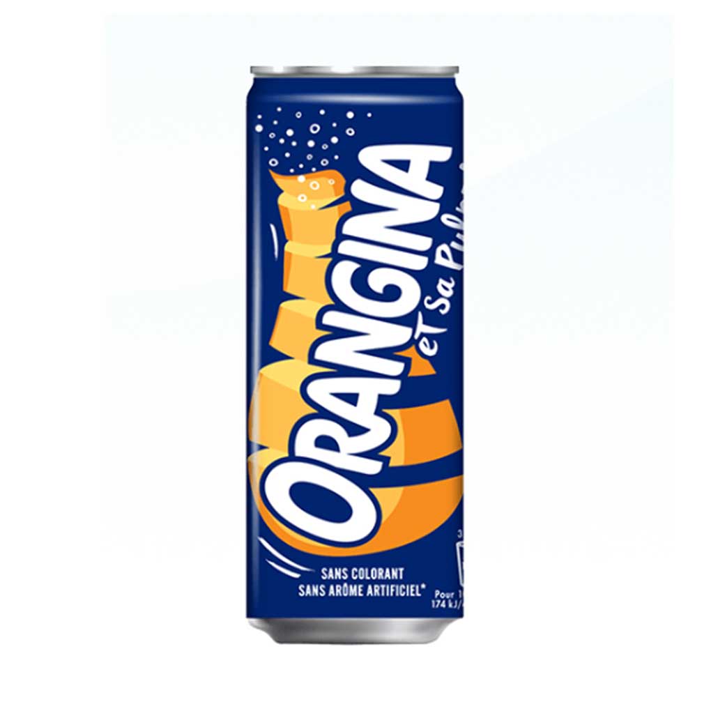 Orangina French Orange Soda with Pulp, 6-Pack Cans 2