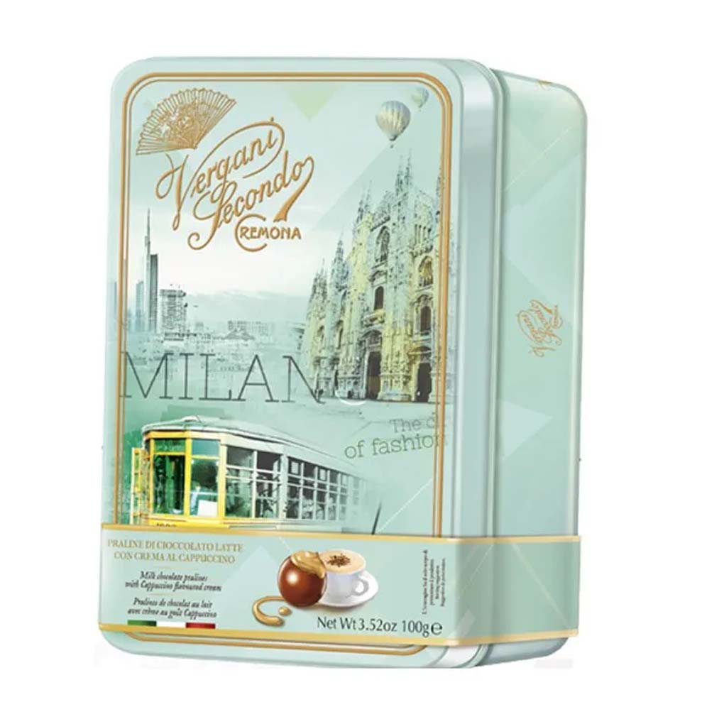 Vergani Milk Chocolate Pralines with Cappuccino Filling in Gift Tin 1