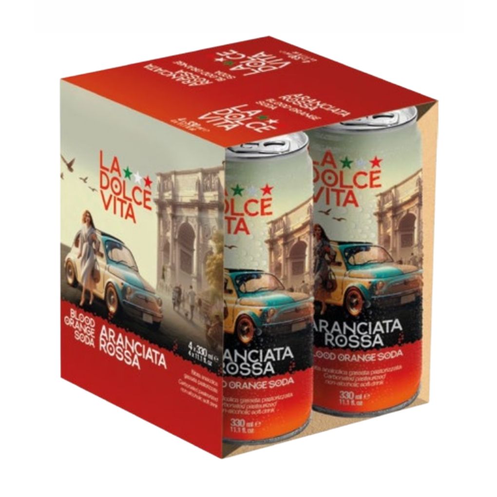 Dolce Vita Italian Blood Orange Soda, 4-Pack Cans 1