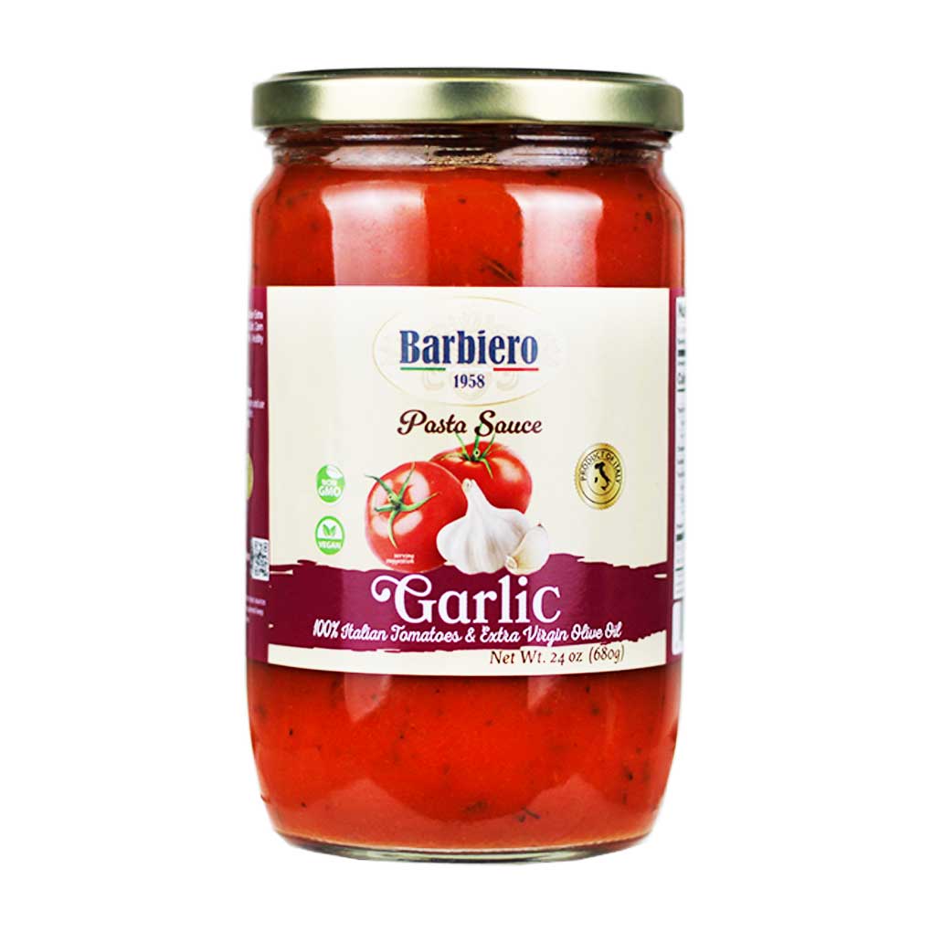Barbiero Garlic Pasta Sauce, 100% Italian Tomatoes & EVOO 1