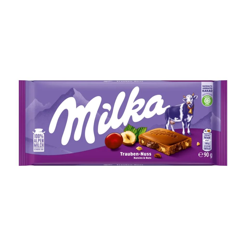 Milka Raisin & Hazelnut Milk Chocolate Bar 1