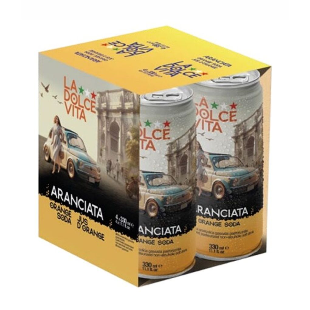 La Dolce Vita Italian Orange Soda, 4-Pack Cans 1