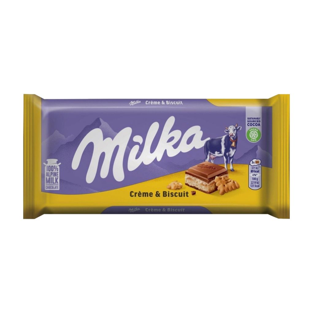 Milka Cream & Biscuit Chocolate Bar 1