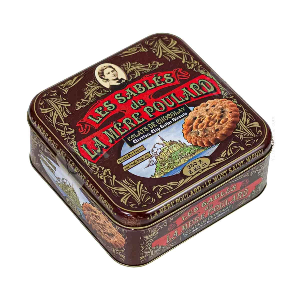 La Mere Poulard French Chocolate Chip Sable Cookies in Luxury Tin 1