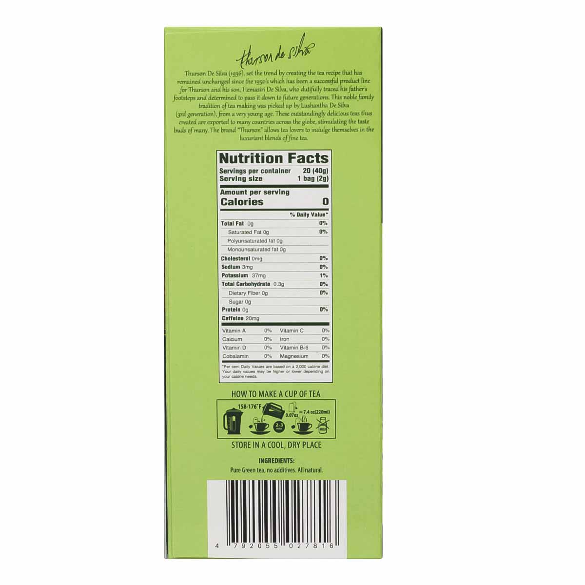 Thurson Pure Green Tea, 20 Bags 3