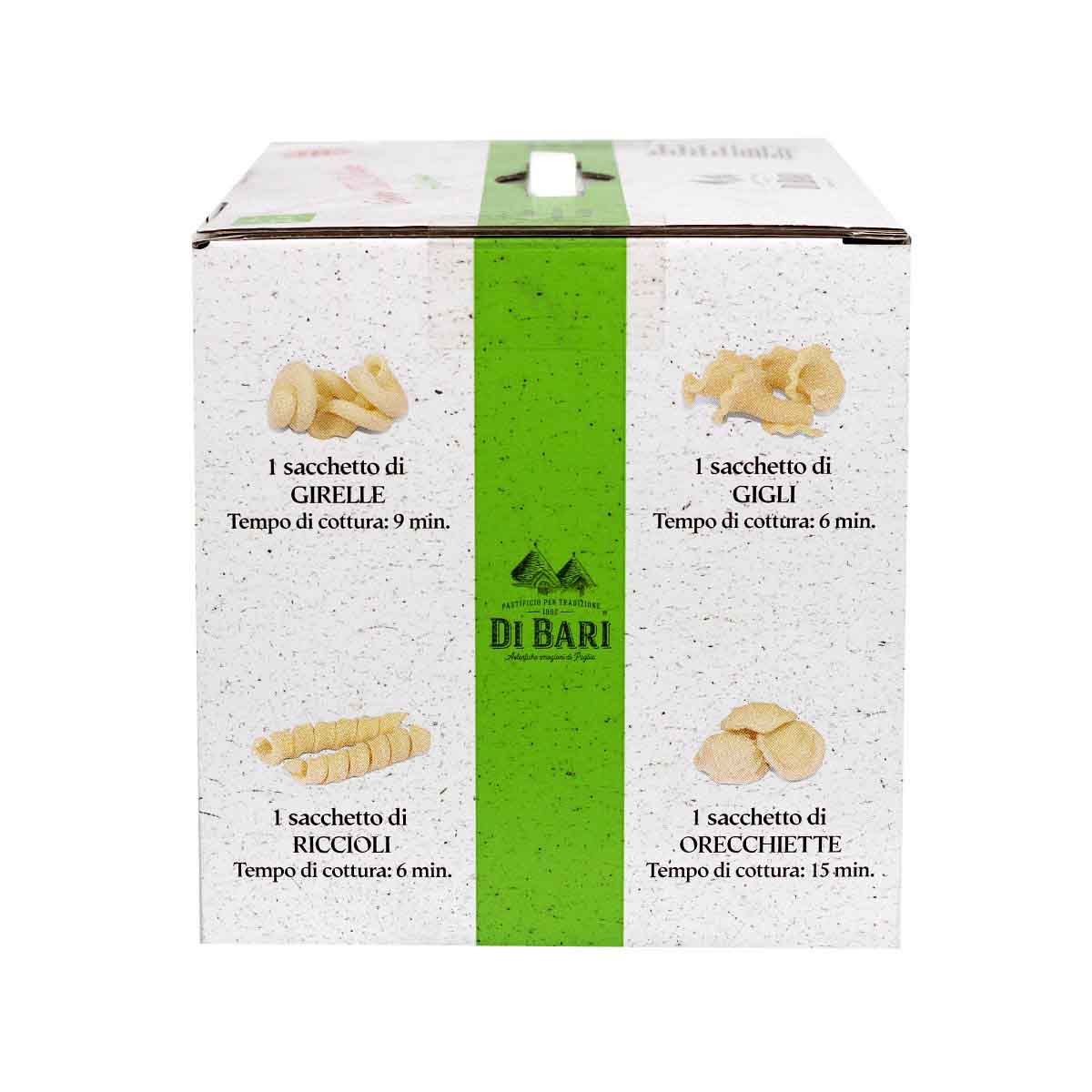 Di Bari Organic 100% Italian Grain Pasta Briefcase: 4 Shapes, Bronze Cut 4